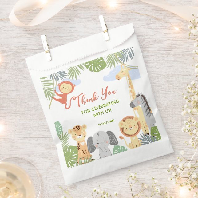 Sacolinha Primeiro aniversário Favor Bolsas com animais boni (Cortado)