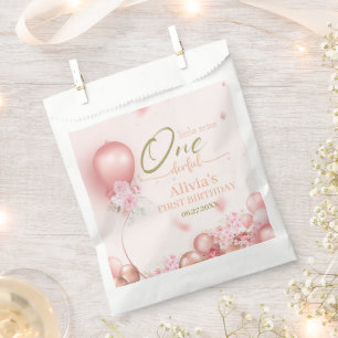 Sacolinha Primeiro aniversario Floral Rosa Magnífico