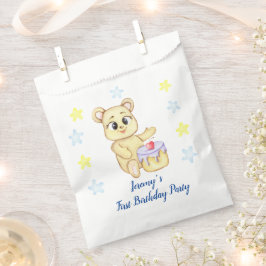 Sacolinha Primeiro Aniversário Personalizado Garoto Urso de 