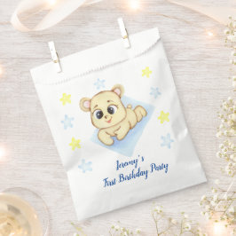 Sacolinha Primeiro Aniversário Personalizado Garoto Urso de 