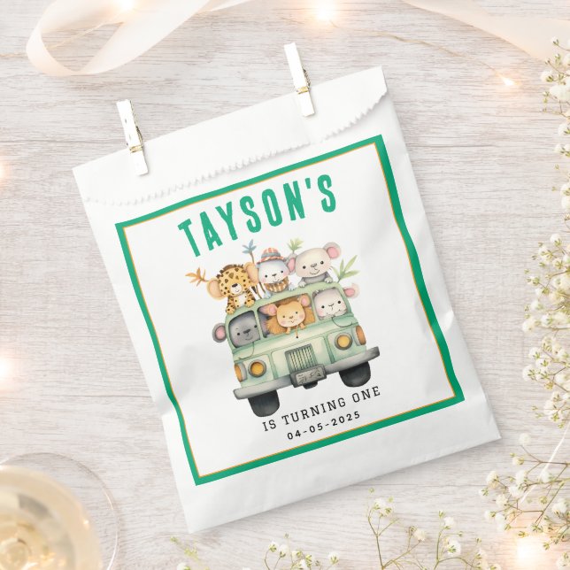 Sacolinha Primeiro aniversario Selvagem de Animais Safari (Cortado)