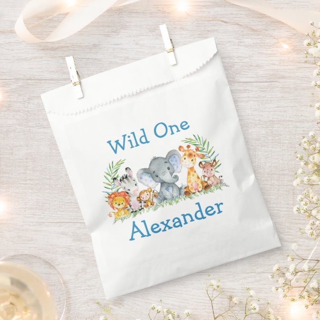 Sacolinha Primeiro aniversario Selvagem De Animais Safari Po (Cortado)