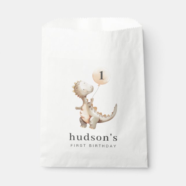 Sacolinha Primeiro Balão de Aniversário do Dinossaur (Frente)