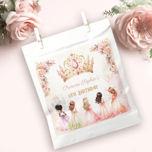 Sacolinha Princesa Coroa Rosa Dourada Garota Floral Aniversá