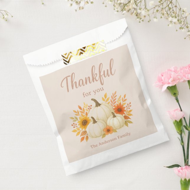 Sacolinha Pumpkins de queda e girassóis | Ação de Graças Ele (Selado)