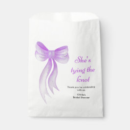 Sacolinha Purple Bow She's Tying the Knot Bridal Shower 