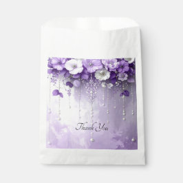 Sacolinha Purple Flowers with Dangling Pearls Favor Bag