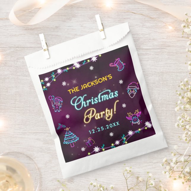 Sacolinha Purple Neon Modern Festa de Natal (Cortado)