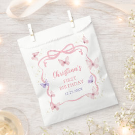 Sacolinha Purple Pink Bow Butterfly Birthday Party