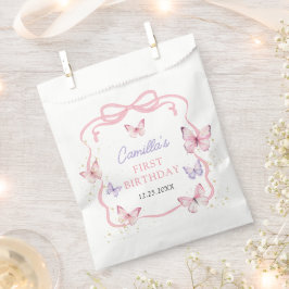 Sacolinha Purple Pink Bow Butterfly Girl Birthday Party