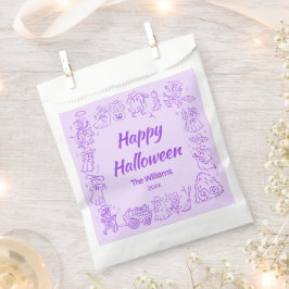 Sacolinha Purple Quirky Halloween Desenhou Doodles De Mão Ro