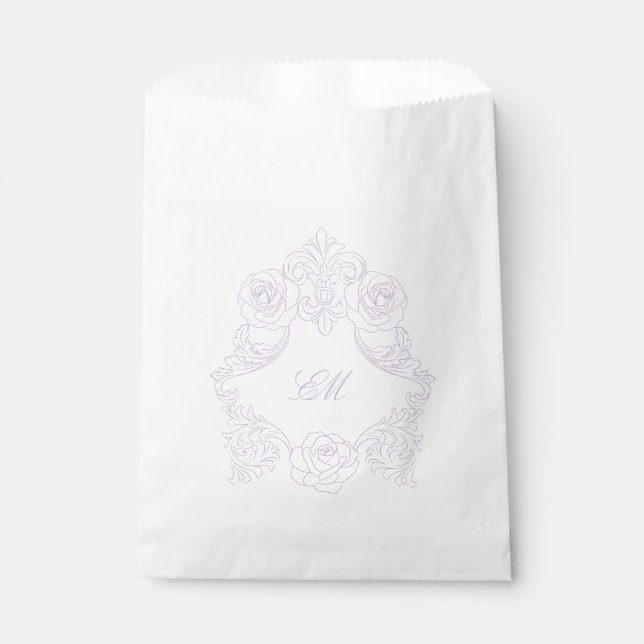 Sacolinha Purple Victorian Botanical Crest Monogram (Frente)