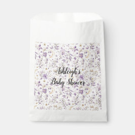 Sacolinha Purple White Moons & Stars Floral Baby Shower