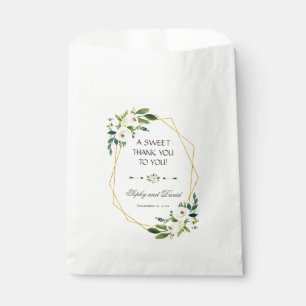 Sacolinha Quadro Dourado Floral Branco Elegante OBRIGADO