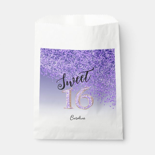 Sacolinha Quic Purple Glitter Sweet 16 Aniversário (Frente)