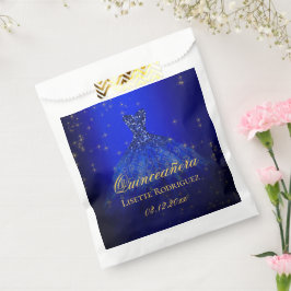 Sacolinha Quinceanera Personalizada Azul e Dourada