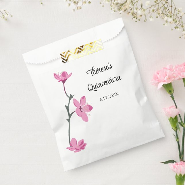 Sacolinha Quinceanera Personalizada - Blossomas de Cereja Ro (Selado)