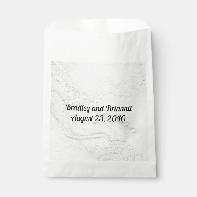 Sacolinha Raça e Pérolas Brancas e Prateadas no Casamento de (Frente)