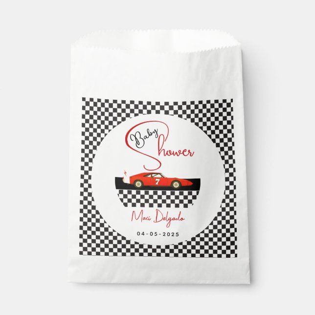 Sacolinha Race Car Boy Baby Shower | Little Racer Party (Frente)