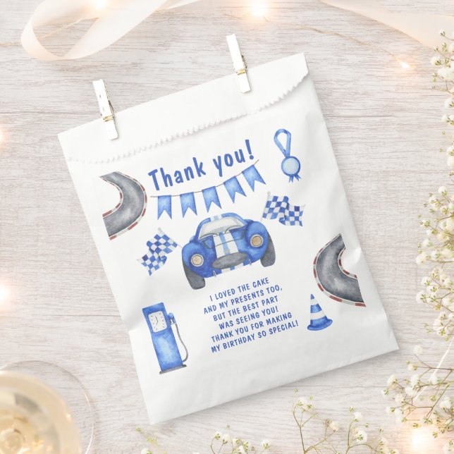 Sacolinha Race Car Primeira Festa de aniversário Obrigado (Cortado)