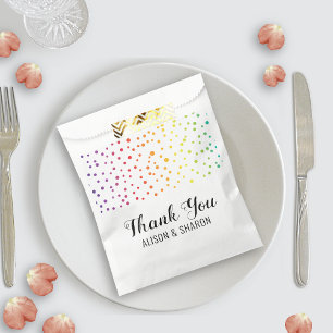 Sacolinha Rainbow confetti, árvores Obrigado casamento lésbi