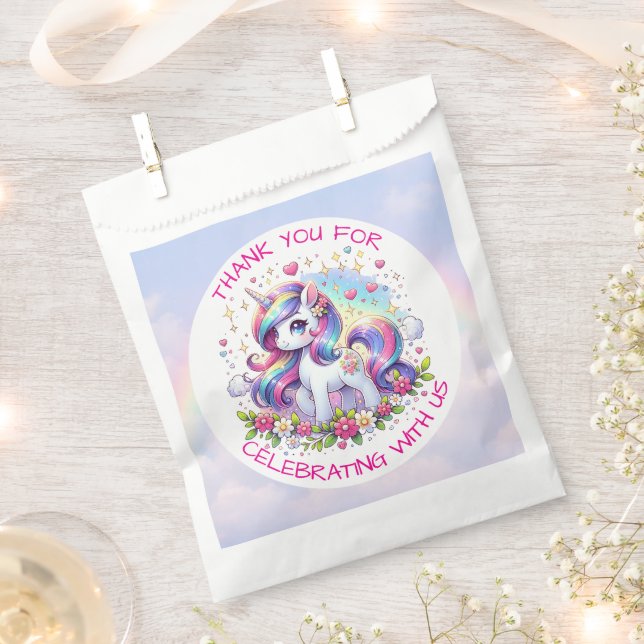 Sacolinha Rainbow Unicorn Girl's Birthday Party Personalized (Cortado)