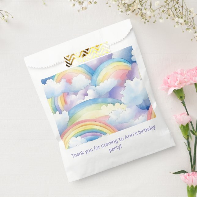 Sacolinha Rainbow Watercolor Birthday (Selado)