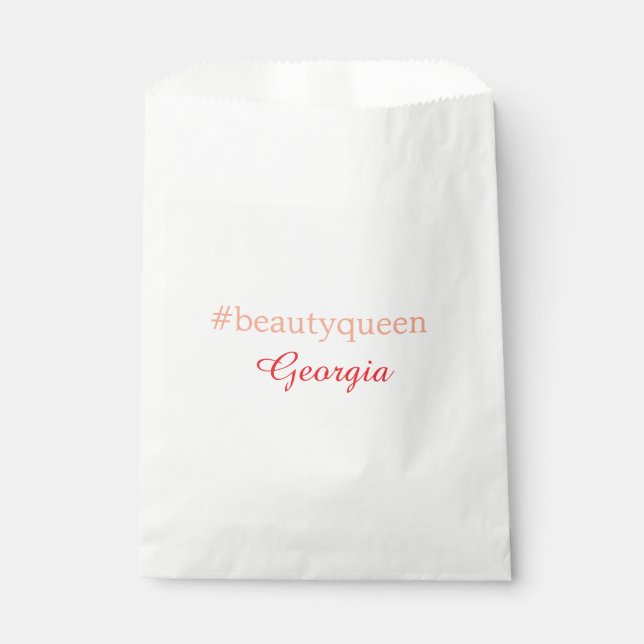 Sacolinha Rainha da beleza hashtag vermelho claro adicionar  (Frente)