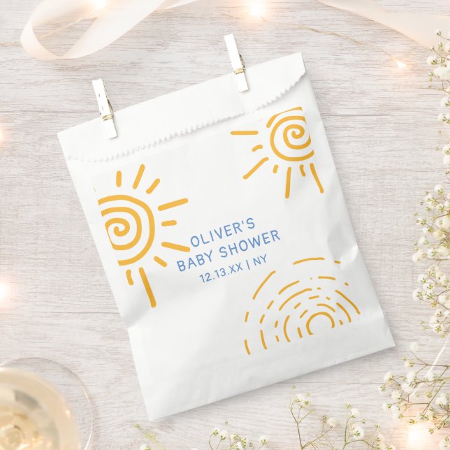 Sacolinha Raio Retroativo Moderno Do Chá de fraldas Sol (Cortado)