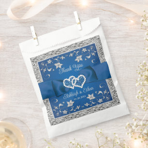 Sacolinha Real Azul, Cinza Amor Corações Casamento Favor Bag