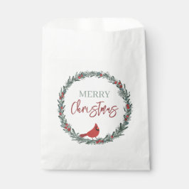 Sacolinha Red Berries Wreath and Red Cardinal Christmas