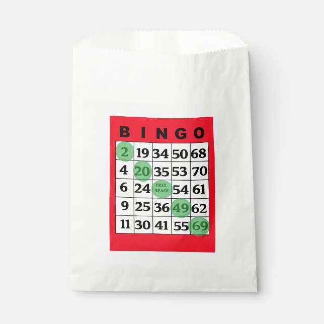 Sacolinha Red BINGO Card Party Favor Bag (Frente)