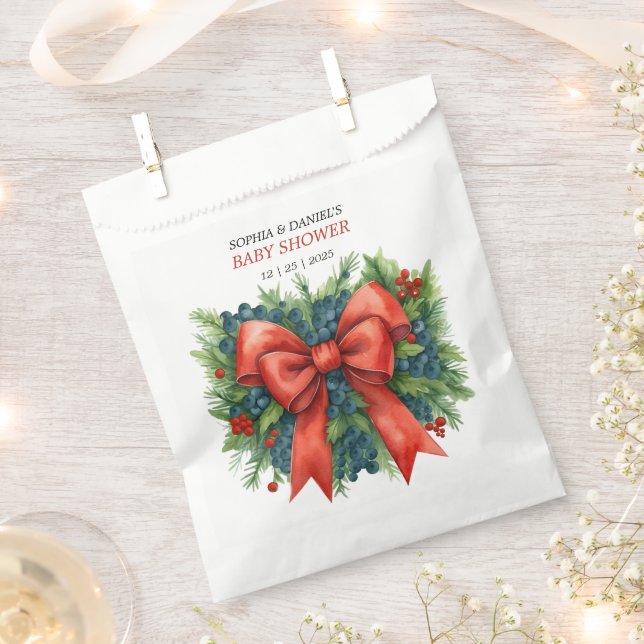 Sacolinha Red Bow Baby Shower Christmas Brunch (Cortado)