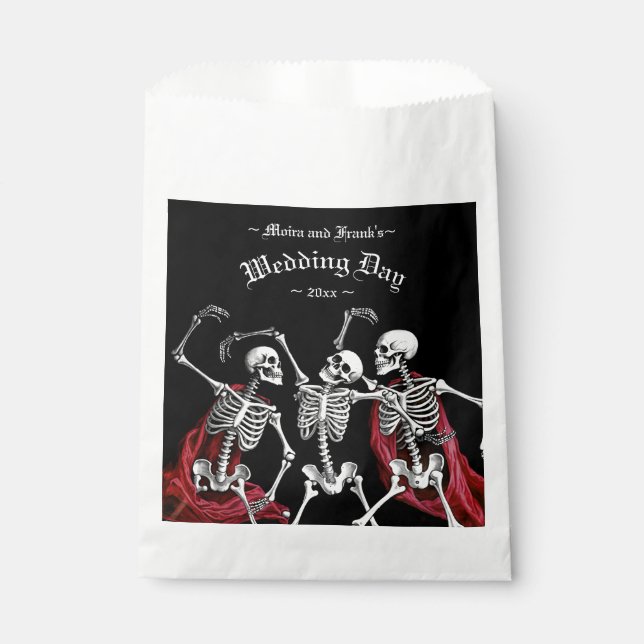 Sacolinha Red Death Dancing Skeletons Casamento Gótico (Frente)