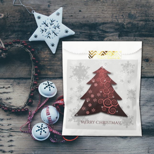 Sacolinha Red Festive Christmas Tree Favor Bag (Red Festive Christmas Tree Favor Bags)