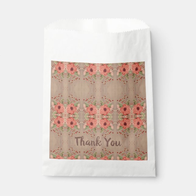 Sacolinha Red Flowed Obrigado Guest Favor Bag (Frente)