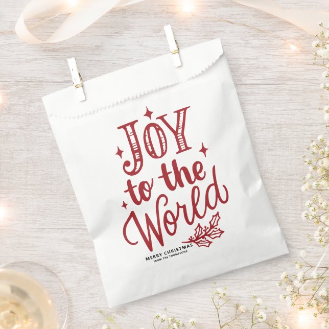 Sacolinha Red Joy to the World Christmas Lettering (Cortado)