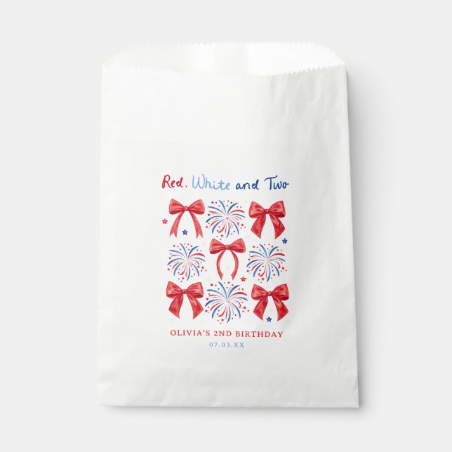 Sacolinha Red White e dois julho Girl segundos aniversários (Frente)