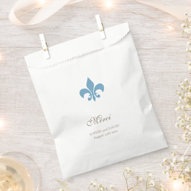 Sacolinha Regency French Blue Fleur de Lis Wedding Merci (Cortado)