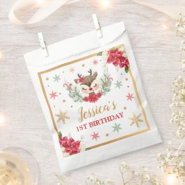 Sacolinha Reindeer primeiro aniversario de Natal Red Winter 
