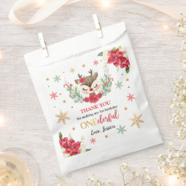 Sacolinha Reindeer primeiro aniversario de Natal Red Winter 