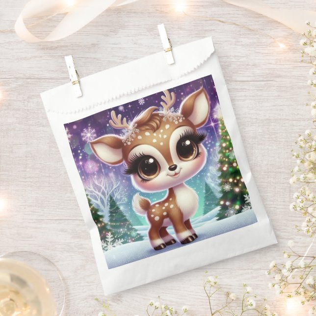 Sacolinha Rena Bebê Brilho de Floco de Neve (Cortado)