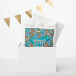Sacolinha Retro Orange and Blue Floral Birthday