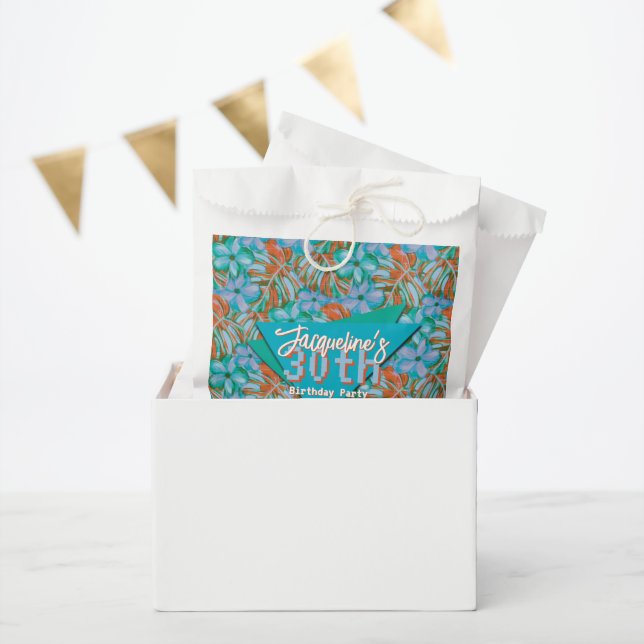 Sacolinha Retro Orange and Blue Floral Birthday (Festa)