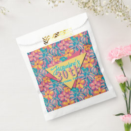 Sacolinha Retro Pink and Yellow Floral Birthday