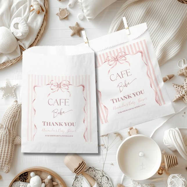 Sacolinha Retro Pink Bow Cafe Bebe Girl Coffee Baby Shower (Criador carregado)
