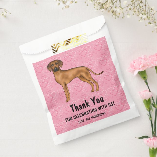 Sacolinha Rhodesian Ridgeback Dog On Pink Hearts Obrigado (Selado)