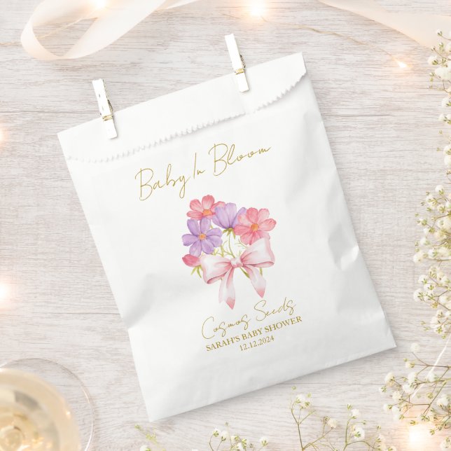 Sacolinha Ribbon | Cosmos Seeds Baby Shower Favor Bag (Cortado)