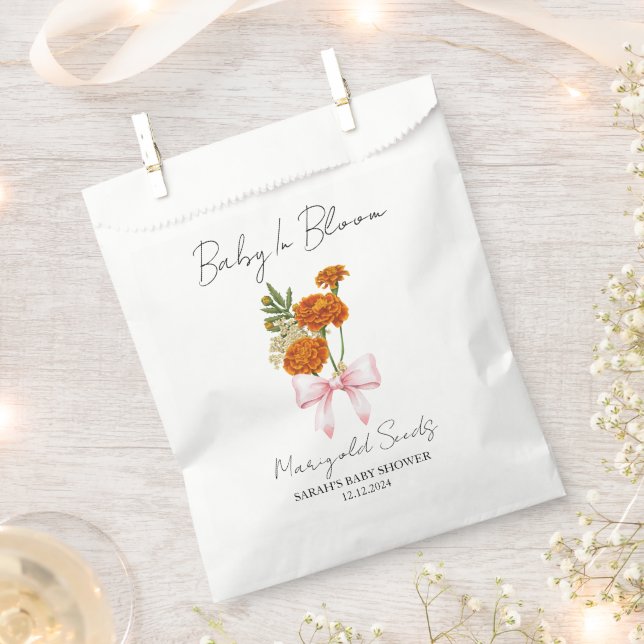 Sacolinha Ribbon | Marigold Seeds Baby Shower Favor Bag (Cortado)