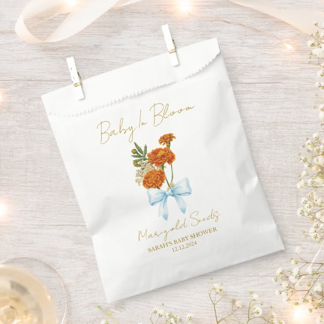 Sacolinha Ribbon | Marigold Seeds Baby Shower Favor Bag (Cortado)